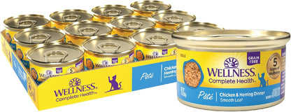 Wellness Complete Health Pate Adult Canned Wet Cat Food, Natural, Protein Rich, Grain Free, Chicken Entrée Recipe, 3 Oz, Pack of 24 Cans22