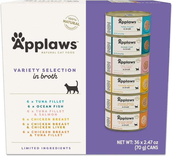 Applaws Fish Variety in Broth Wet Cat Food, 3-Flavor 12-Pack 2.47 Oz Cans | 100% Natural, High Quality Ingredients, High Protein, No Artificial Additives, Limited Ingredients14