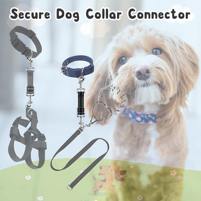 YUEPET Dog Safety Collar Clips 2 Pack Adjustable Prong Backup Clips Reflective Double Ended Backup Clasp Leash Connector for Dog Harness to Collar Safety Clip(Grey+Black) | Prong Collar Backup, Double-Ended Clips, Harness to Collar Connector, Reflective Strap, 7-8.2 in Adjustable Length, 2 Pack3