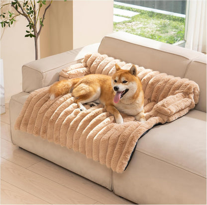 Avont Breathable Dog Couch Mat, Non-Slip Sofa Protector with Soft Plush | Available with Faux Rabbit Fleece and Washable Cover, in M and L, Dark Grey, Light Grey, Brown10