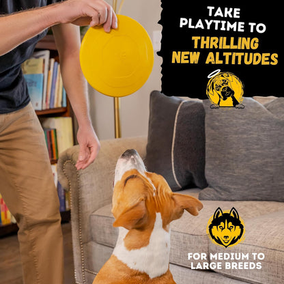 "Indestructible Dog Disc - Lifetime Replacement - Medium & Large Breed - Ultra Durable for Aggressive Chewers - Tough & Strong, Heavy Duty Natural Rubber Toy - Fetch, Tug, & Chew - 8In7