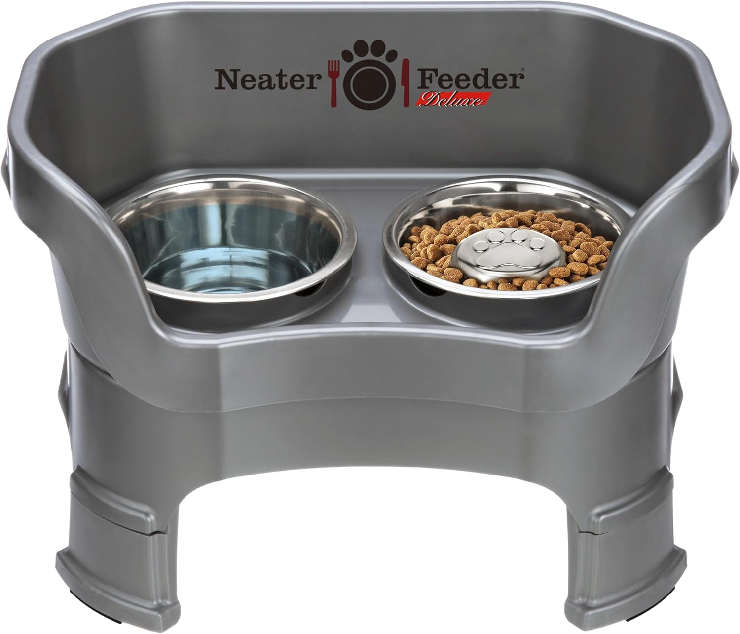 neater-feeder-deluxe-mess-proof-elevated-dog-bowls-for-small-dogs-up-to-19-lbs-2-height-adjustable-6-7-5-no-spill-raised-dog-bowl-stand-stainless-steel-food-bowl-set-made-in-usa-cappuccino