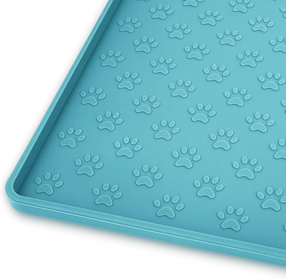 Ptlom Pet Placemat for Dog and Cat, Mat for Prevent Food and Water Overflow, Suitable for Small, Medium and Big Pet, 18" 12", Grey, Silicone35