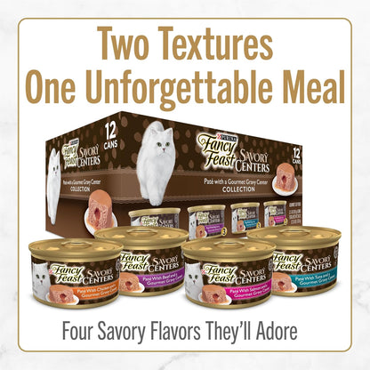 Purina Fancy Feast Savory Centers with Tuna Wet Cat Food Pate with Gourmet Gravy Center, 3 Oz Can, Adult Cat Food5