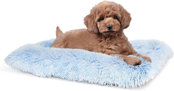 Nononfish Dog Crate Bed for Small Dogs Washable Orthopedic Flat for inside Crate Cages Kennel House Sofa Plush Comfy Sleeping Beige,24 In6