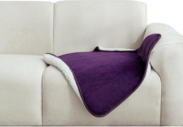 Gogobunny Waterproof Bed Blanket, Reversible Sherpa Fleece Throw Blanket for Dog Puppy Cat, Furniture Cover Protects Bed Couch Sofa from Liquid Pee and Pet Fur (Dark Purple, 50X60 Inches)17