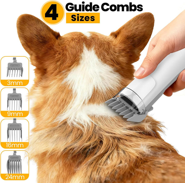 FIXR Dog Grooming Vacuum, All-In-One Pet Grooming Kit with Hair Clipper & Shedding Brush, Low Noise 12,000Pa Dog Hair Remover Vacuum, Pet Groomer Set with Cleaning Brushes, PG015