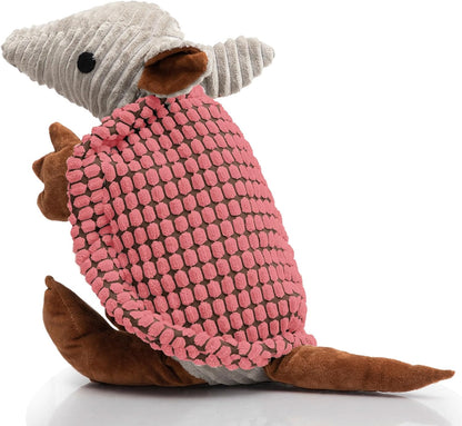 Hollypet Plush Dog Squeaky Toy Stuffed Armadillo Animal Pet Puppy Chew Toys with Clean Teeth for Small Medium Large All Breed Sizes Dogs, Gray, 8 In24
