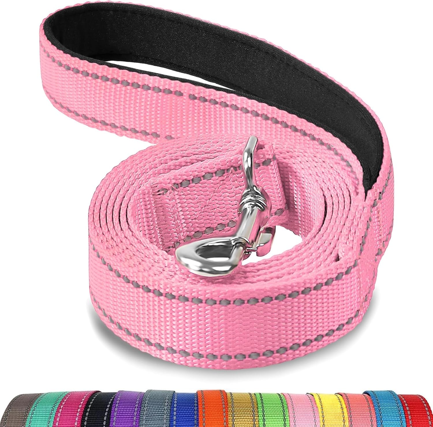 joytale-reflective-dog-leash-for-medium-large-dogs-6-ft-x-1-black-heavy-duty-nylon-webbing-padded-handle-for-comfort-visible-at-night-for-walking-training