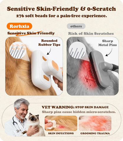 Rorhxia Steam Dog Cat Brush for Shedding, for Short/Long Haired Pet | 2026 Upgraded | Cool Steam Brush | 1*Shampoo | Skin Friendly | Self Cleaning | IPX7 Waterproof | Deodorizes | Soften the Coat6