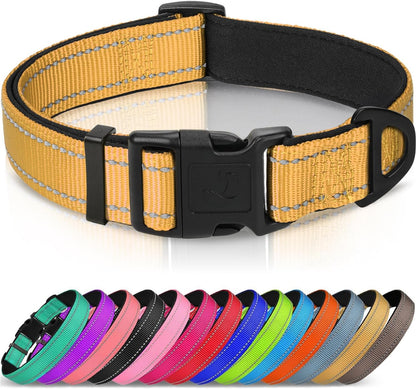 Joytale Reflective Dog Collar, Adjustable Neoprene Padded, Teal L | Breathable Nylon for Large Dogs, No Chafing on Walks and Outdoor Hikes, Tear-Resistant Webbing, Metal D-Ring, Night Safety14