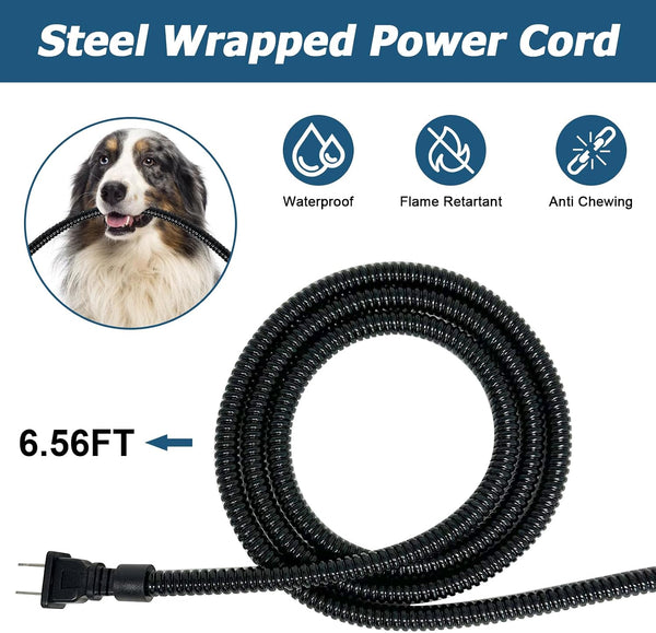 Heated Water Bowl for Outdoor Dog & Cat, Large Heated Dog Bowl Provides Drinkable Water in Winter, outside Heated Pet Bowl with 78.7In anti Chew Cord for Dogs Cat Bird Chicken Duck,108 OZ/30W2
