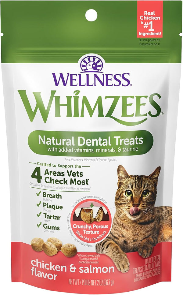 Wellness WHIMZEES Cat Dental Treats, Freshens Breath, Chicken and Salmon Flavor, 4.5 Oz Bag10
