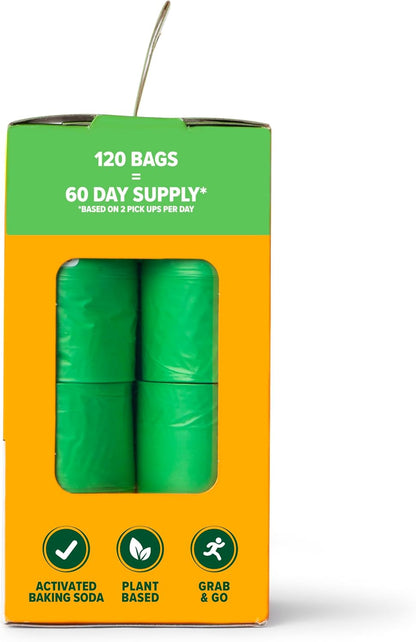 Arm & Hammer Dog Poop Leakproof Plant Based 120 Count Waste Bags, Unscented, Made from 40% Corn Starch with Activated Baking Soda, Pack of 8, Green2