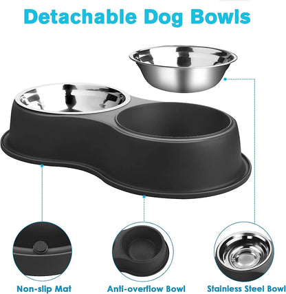 Epetslove Stainless Steel Dog Bowls Double Non-Slip Dog Water and Food Bowl | Pet Feeder Bowls, Dog Dishes, Raised Feeding Design, Double Bowls Set, for Puppies, Medium Dogs and Cats, Outdoor / Indoor3