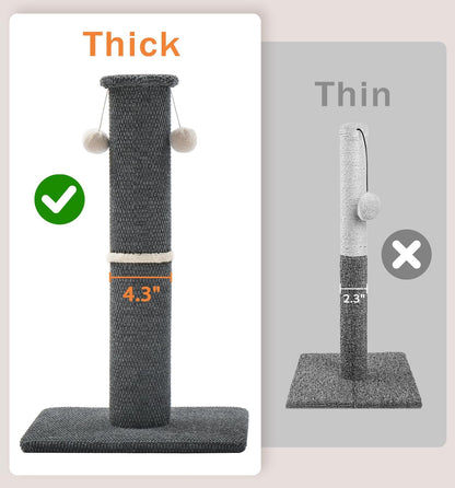 Made4Pets Tall Cat Scratching Post, 33" Modern Cat Scratcher with Hanging Balls, Heavy Duty and Thicker Scratching Post for Indoor Cats Adults, Sturdy Base Cat Scratch Post, Dark Grey2