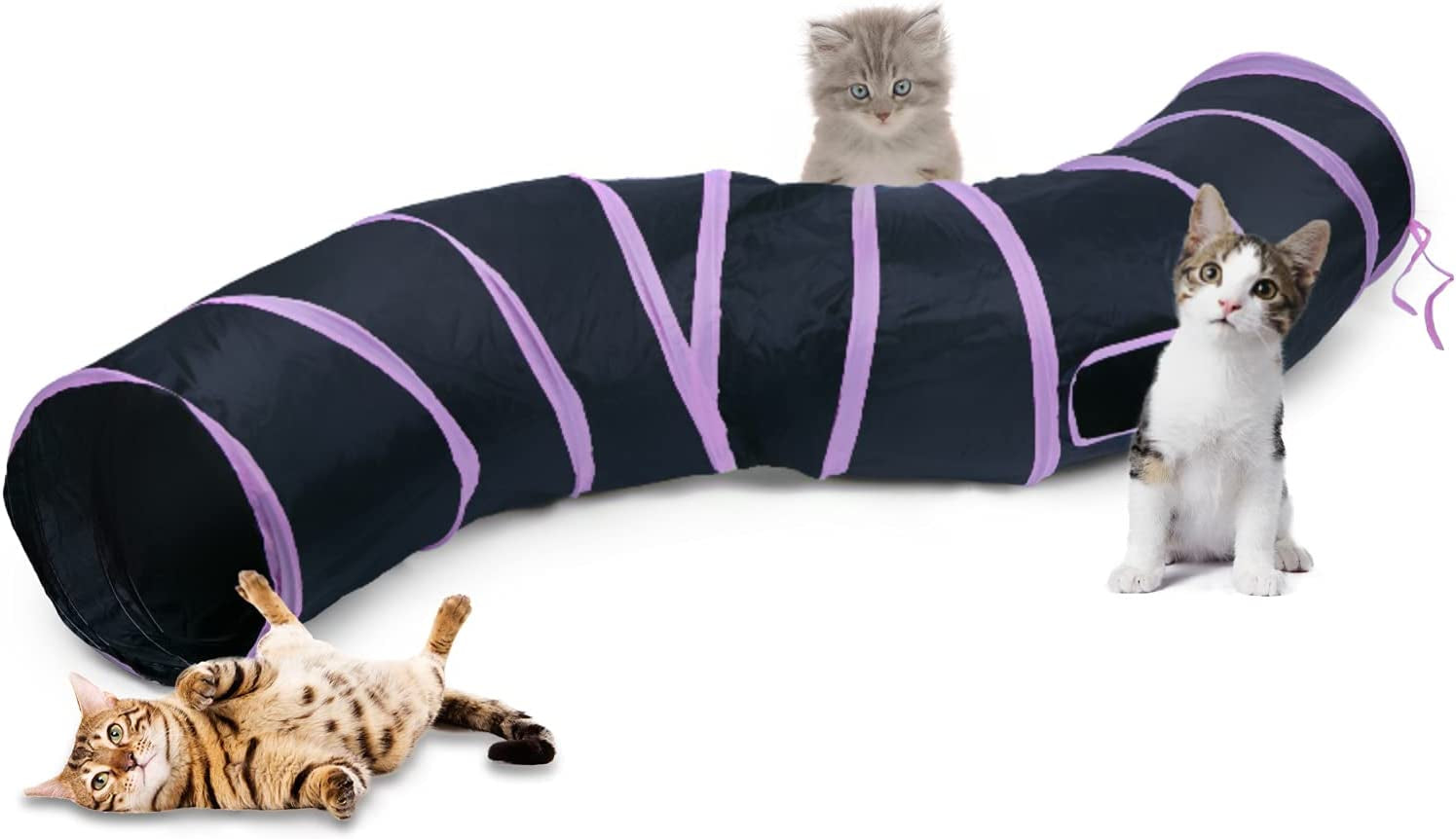 sheldamy-cat-tunnel-s-2-way-cat-tunnels-for-indoor-cats-collapsible-cat-play-tunnel-interactive-toy-maze-cat-house-with-1-play-ball-for-cats-puppy-kitty-kitten-rabbit-blue-black