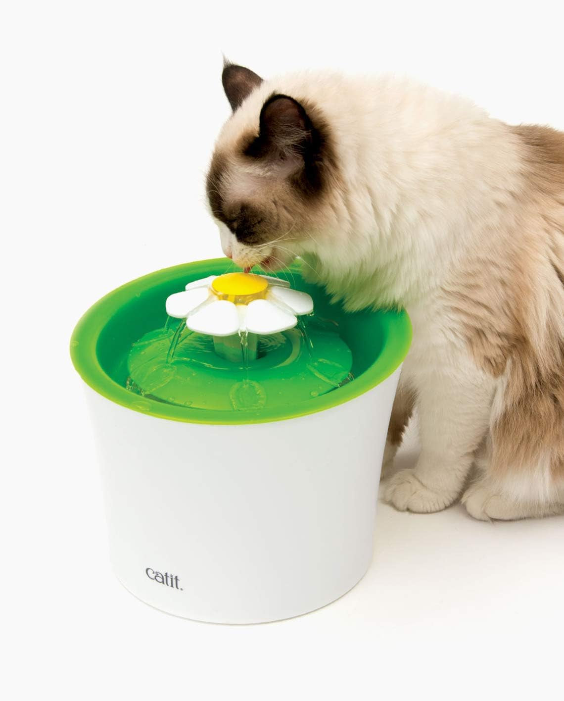 catit-flower-fountain-with-triple-action-filter-cat-drinking-water-fountain-3-l-green-cat-drinking-water-fountain