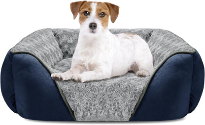 INVENHO Rectangle Washable Orthopedic Dog Bed for Small, Medium and Large Dogs, Soft Calming, Sleeping Puppy Bed Durable Pet Cuddler with Anti-Slip Bottom, S (20"X19"X6")37