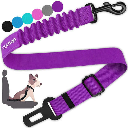COOYOO Dog Seat Belt, Durability Retractable Dog Car Harness Adjustable Dog Seat Belt for Vehicle Nylon Pet Safety Seat Belts Heavy Duty & Elastic (1 Pack Black)12