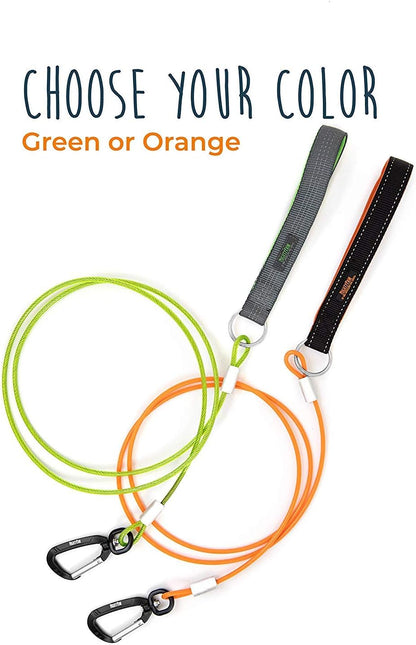 Mighty Paw Dog Leash - anti Biting Pets Leashes - Chew Proof Metal Cable - Ideal for Large Dogs and Teething Puppies - Braided Cord with Padded Handle - Six Foot - Green2
