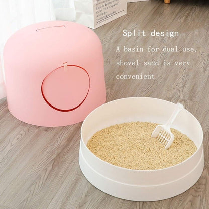 Dog Potty Training Toilet ﻿ Pet Cat Supplies Basin Large Fully Enclosed Litter Box Toilet Space Potty(Pink)5