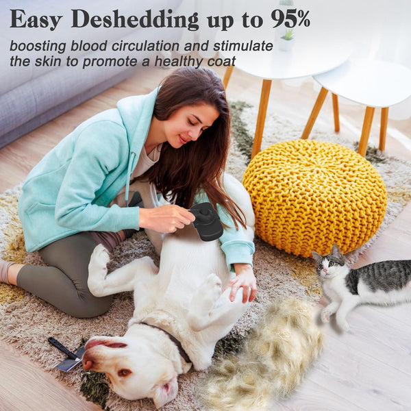 Dipoo Self Cleaning Shedding Brush - Skin Friendly Grooming Tool for Dogs, Cats, and Puppies, Deshedding and Hair Removal for Long and Short Haired Pets, Black5