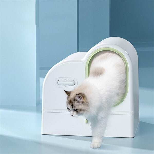Pet Supplies, Enclosed Cat Litter Box with Drawer, Splash Proof Large Space Pan(Gray)5