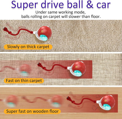 Giociv Interactive Cat Toys Ball for Indoor Cats Fast Rolling on Carpet, Chirping & Motion Activate Cat Toys (Red)2