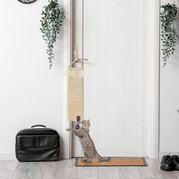Dansydaisy 2 Pcs Cat Scratcher Door Hanging, 19.3 X 5.5Inch Cat Scratching Post Wall Mounted, Natural Sisal Scratching Pad Surface with Ball Toy for Indoor Cats Kitty5