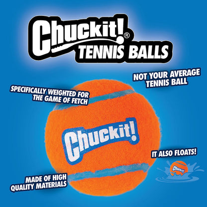 Chuckit! Dog Tennis Ball Dog Toy, Medium (2.5 Inch Diameter) for Dogs 20-60 Lbs, Pack of 45