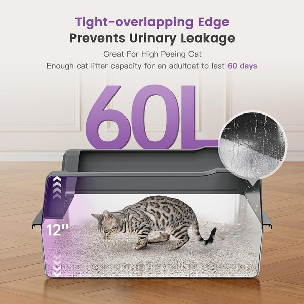 Extra Large XXL Stainless Steel Cat Litter Box with Lid, 26" L X 18" W X 12" H Metal Litter Box with Hight Sides for Big Cats & Multiple Cats, Never Absorbs Odors, Anti-Urine Leakage, Easy Cleaning4