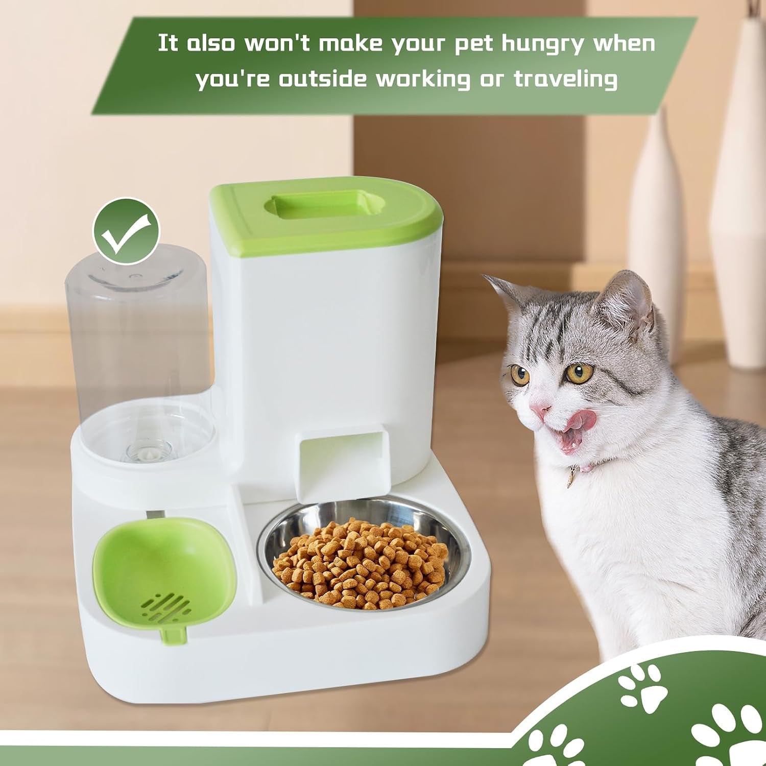 2-in-1-automatic-cat-feeder-water-dispenser-gravity-pet-feeder-stainless-steel-food-water-bowl-all-in-one-large-capacity-self-feeding-for-cats-dogs-small-medium-petsgreen