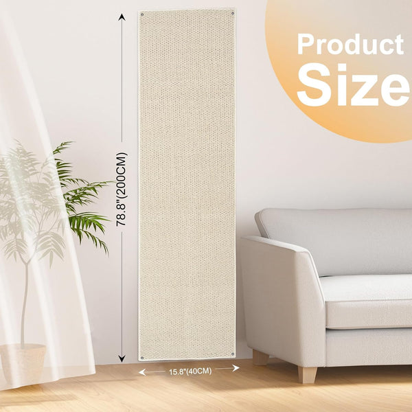 Uross Thickened Cat Wall Climbing Carpet 6.6 FT X 16" - Extra Long Cat Scratch Wall Pad, Cat Scratching Carpet Rug Wall Mounted Scratcher Couch Sofa Protector- Beige2