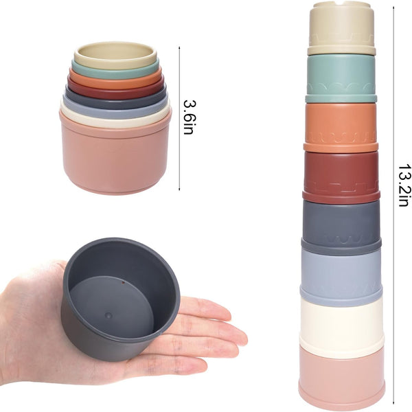 8 Pcs Stacking Cups for Rabbits, Multi-Colored Bunny Toys of Different Sizes, Nesting Cups Toys for Small Animals Hiding Food and Playing2