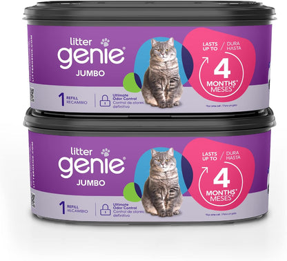 Litter Genie Refill Bags | Jumbo 2-Pack, 56 Total Ft | up to 8 Months of Supply in 2 Cartridges | Ultimate Odor Control Cat Litter Bags1