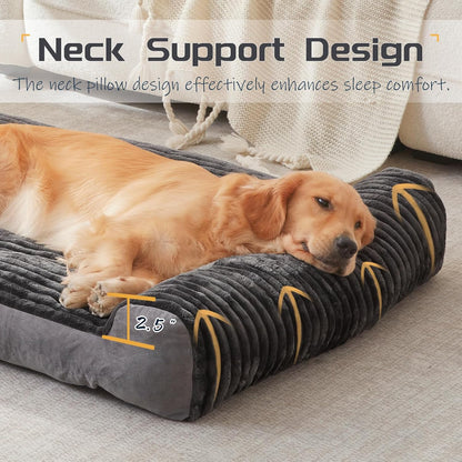 Dog Beds for Medium,Large Dogs Breeds,Sofa Dog Bed with Pillow for Crate Kennel, Super Soft Pet Bed for Support Bolster, Comfortable Pet Couch Bed & Non-Slip Bottom4
