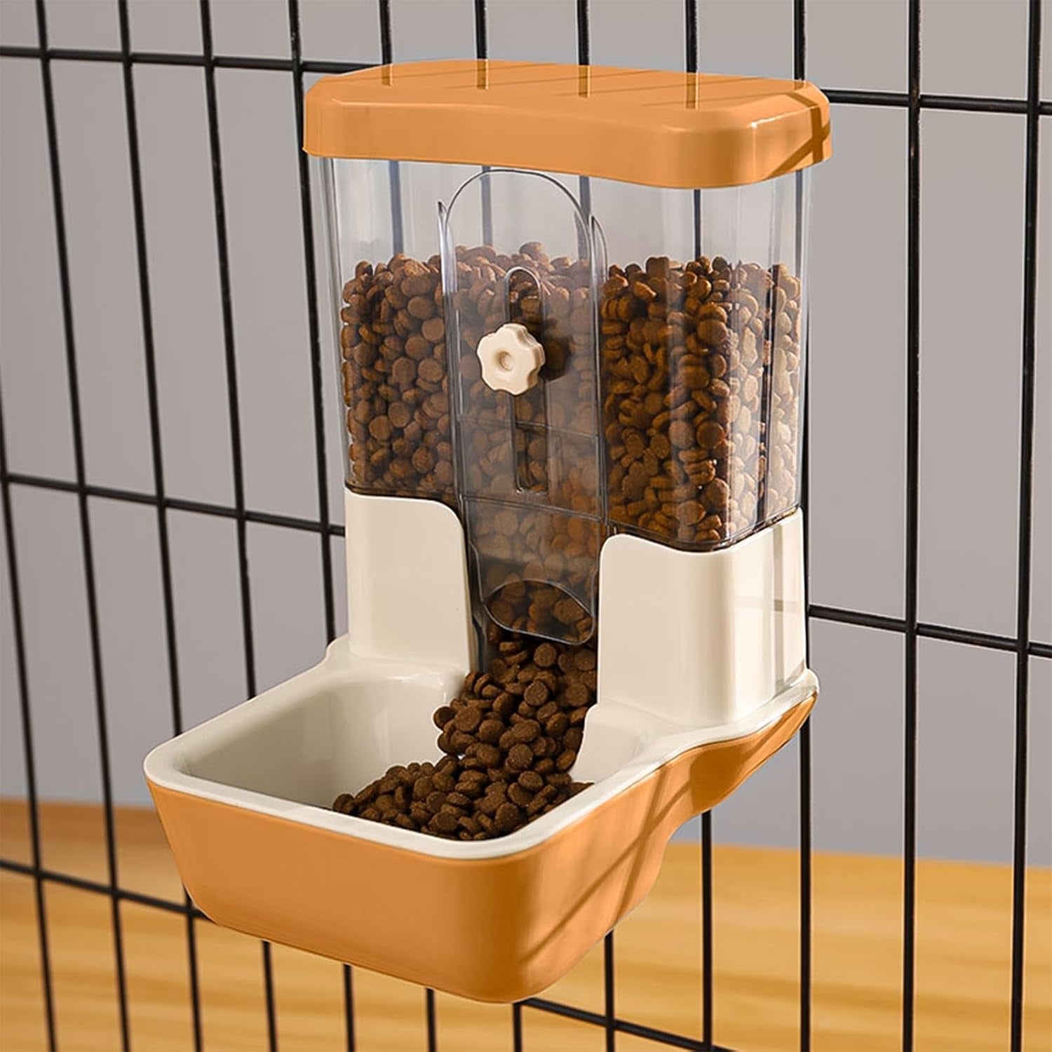 hanging-automatic-food-dispenser-27oz-large-capacity-hanging-pet-cage-feeder-for-rabbit-bird-chinchilla-hedgehog-guinea-pig-ferret-kitty-puppy-gray