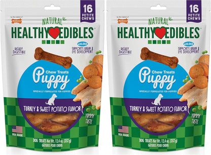 Nylabone Healthy Edibles Natural Puppy Chews Long Lasting Treats for Puppies, Roast Beef/Apple/Bacon Dog Treats, X-Small/Petite (3 Count)15