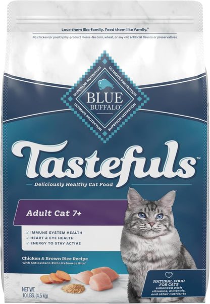 Blue Buffalo Tastefuls Mature Dry Cat Food for Adult Cats 7+, Made in the USA with Natural Ingredients, Chicken & Brown Rice Recipe, 3-Lb. Resealable Bag13