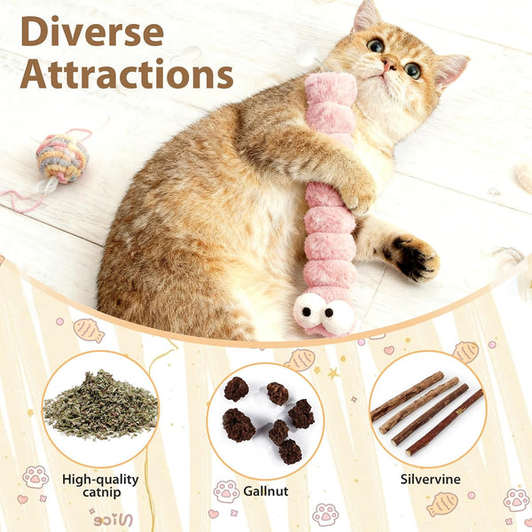 Cat Toys Pillows 3 Pack, 13” Cat Kicker Toys with Catnip Inside, Durable Interactive Cat Toys for Indoor Cats, Soft Kick Sticks for Exercise & Play3