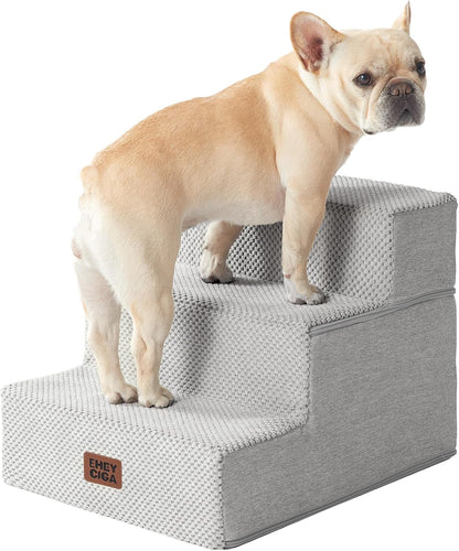 EHEYCIGA Dog Stairs for Bed 18" H, Dog 4-Steps for High Bed, Olive Green | Pet Steps for Small Dogs and Cats, Non-Slip Balanced Pet Ramp Indoor43