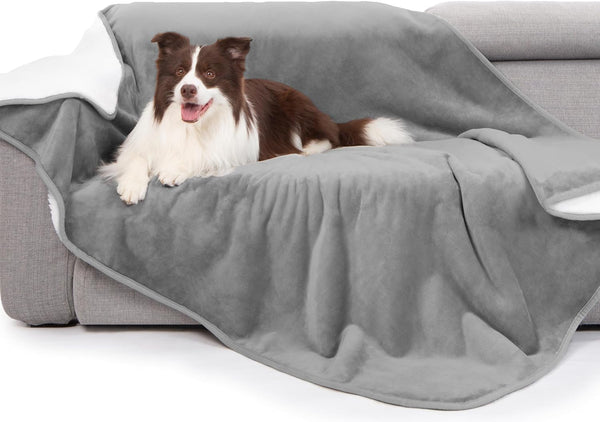 Gogobunny Waterproof Bed Blanket, Reversible Sherpa Fleece Throw Blanket for Dog Puppy Cat, Furniture Cover Protects Bed Couch Sofa from Liquid Pee and Pet Fur (Dark Purple, 50X60 Inches)67
