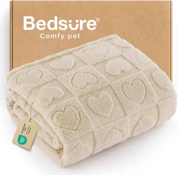 Bedsure Dog Blanket for Small Dogs Puppy Cats with Soft Fleece 25X35 White | 300GSM Fuzzy Jacquard Doggy Kitten Blanket Washable for Crate Cage, Pet Bed, Indoor Cats, Puppy Essentials, Cute Dog Gift1