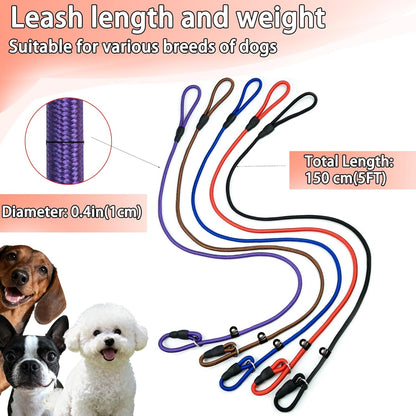 FOVRLZSE Nylon Dog Leash 5-Pack (Red/Black/Blue/Brown/Purple), 4.6FT Training Leash for Small to Medium Dogs, 10Mm Braided Nylon with TPU Non-Slip Buckle, Daily Walking & Puppy Training3