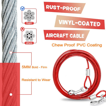 Supet Dog Tie Out Cable and Stake 32/16/10 Ft Outdoor, Yard and Camping, for Medium to Large Dogs up to 125 Lbs, 16" Stake, 32/16/10 Ft Cable with Durable Spring and Metal Hooks for Outdoor4