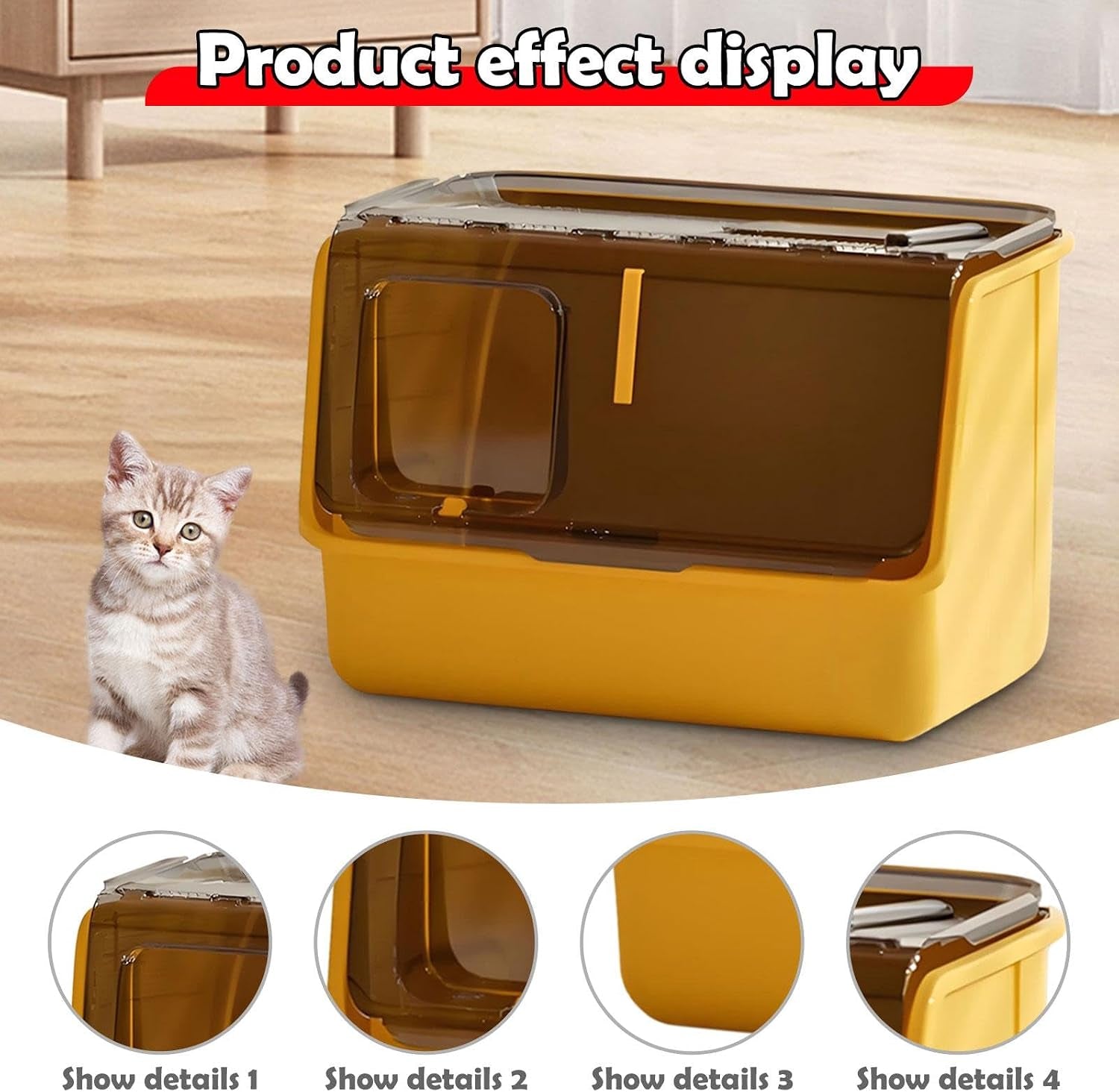hooded-cat-litter-box-enclosed-covered-toilet-container-sturdy-deep-pan-portable-pet-supplies-kitten-potty-yellow