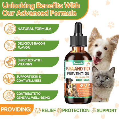 Oral Flea and Tick Prevention for Dogs and Cats with Vitamin 60Ml- Bacon | Dog & Cat Flea and Tick Defense, Cat Flea Drops Supplements with Natural Ingredients, Skin & Coat Supports, All Breeds & Ages4