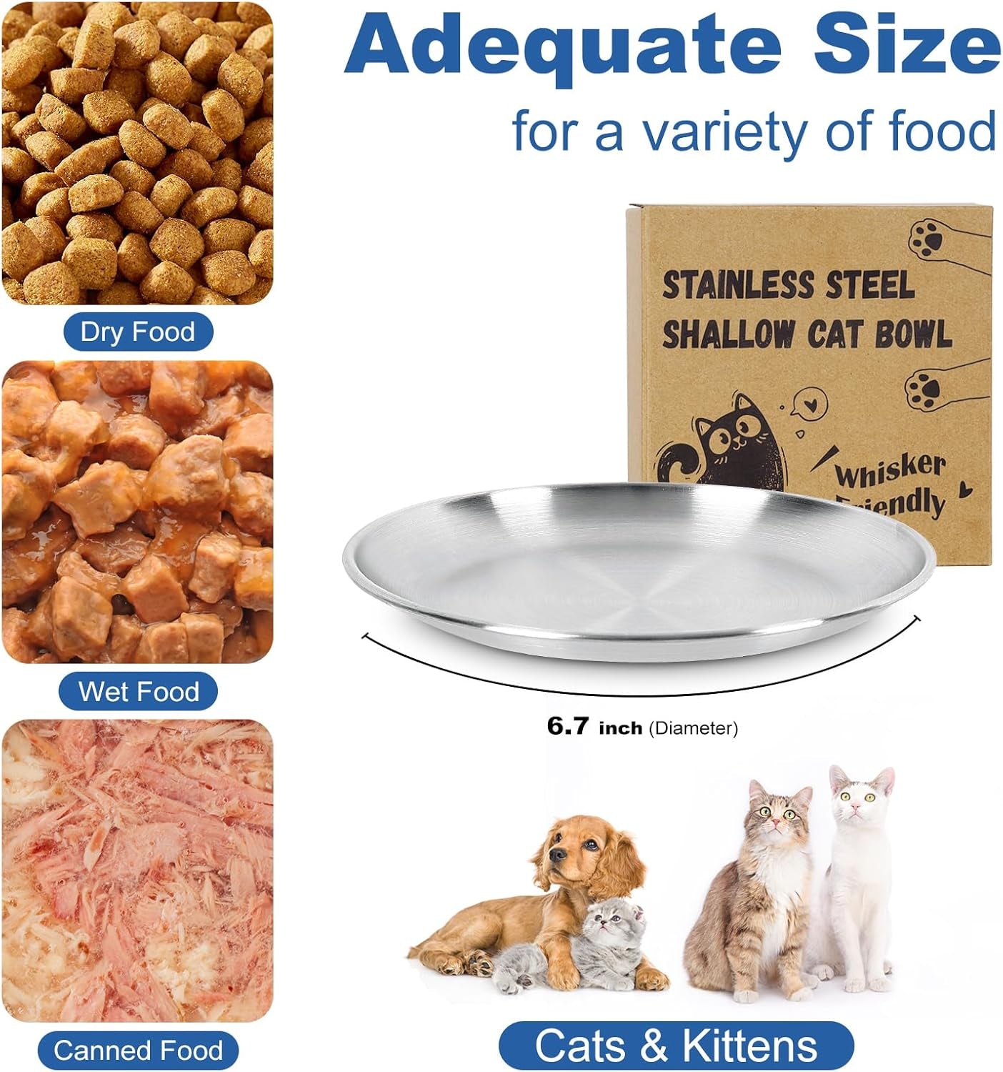supet-cat-plates-whisker-friendly-non-slip-dish-for-wet-food-shallow-wide-flat-bowls-stainless-steel-metal-for-indoor-cats-kitten-small-dog-13oz-4pcs