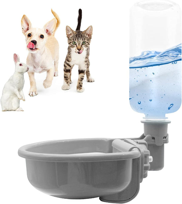 VANNON Gravity Pet Water Bowl, 16Oz Anti-Splash Crate Dispenser, Grey | Anti-Splash Gravity Water Bowl with a Floating Disk Helps Reduce Spills While Keeping Water Cleaner for Everyday Hydration.1